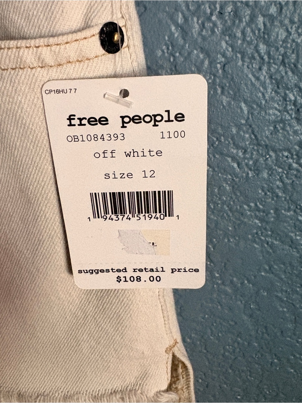 Free People Cream Denim Overalls - Picture 3 of 7